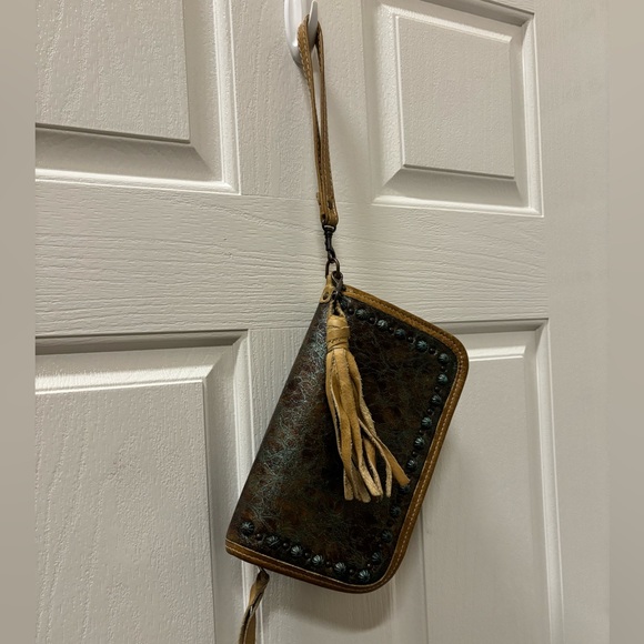 Double J Shoulder Leather Studded Tote Bag & Double Zipper Matching Wallet - Picture 13 of 16